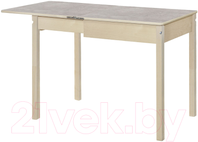 Обеденный стол Элегия Пластик/Массив с выдвижным подстольем (цемент/лак бесцветный)