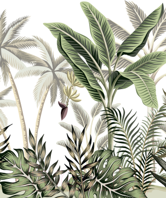 Фотообои листовые Vimala Растительность на белом (270x200)
