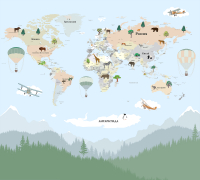 Фотообои листовые Vimala Лесная карта мира (270x300) - 