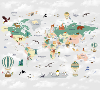 Фотообои листовые Vimala Познавательная карта мира (270x300) - 