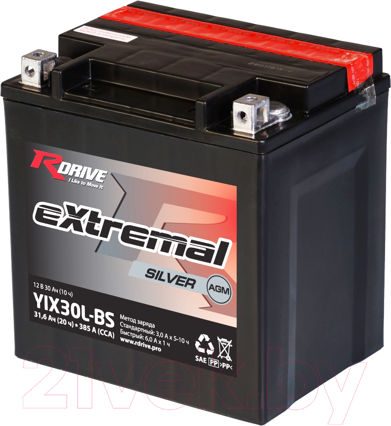 Мотоаккумулятор RDrive eXtremal Silver YIX30L-BS (31.6 А/ч)