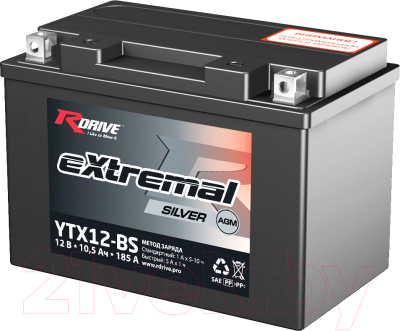 Мотоаккумулятор RDrive eXtremal Silver YTX12-BS (10.5 А/ч)