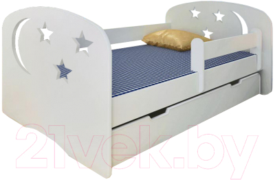 Кровать-тахта детская Мебель детям Ночь 80x140 Н-80 (белый)