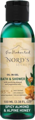 Гель для душа Nord's Secret Смягчающий с эфирным маслом Пряный миндаль и альпийский мед (100мл)