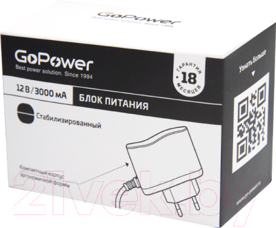 Зарядное устройство сетевое GoPower 3.0A 12V / 00-00018646