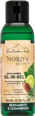 Гель для душа Nord's Secret Тонизирующий с эфирным маслом Бергамот и кедр (100мл)