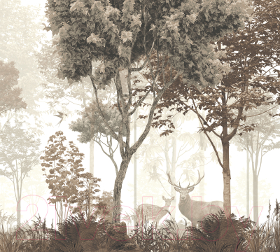Фотообои листовые Vimala Рисованный лес 4 (270x300)