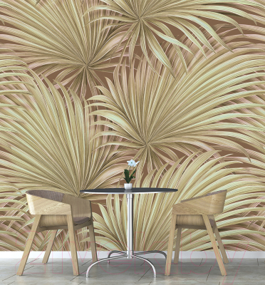 Фотообои листовые Vimala Листья пальмы бежевые (270x300)