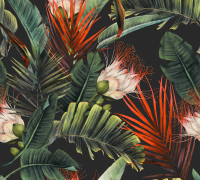 Фотообои листовые Vimala Тропические листья с цветами 2 (270x300) - 