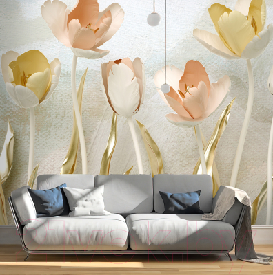 Фотообои листовые Vimala Тюльпаны в золоте (270x300)