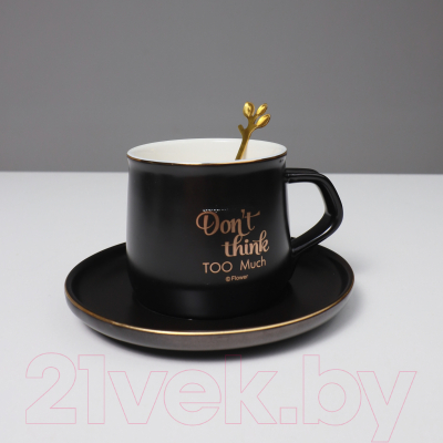 Изображение товара Чашка с блюдцем AksHome Good Wishes (300мл, черный)