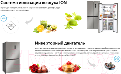 Изображение товара Холодильник с морозильником Weissgauff WCD 450 X NoFrost Inverter
