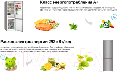 Изображение товара Холодильник с морозильником Weissgauff WRK 190 X Full NoFrost