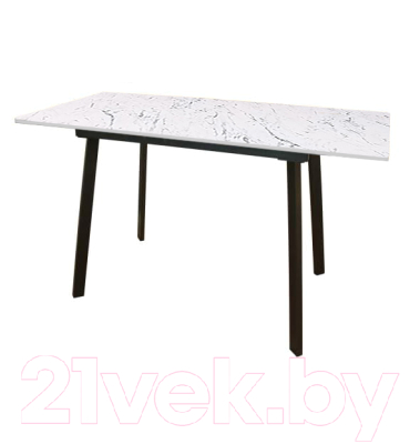 Обеденный стол Древпром М136 Турин ДП1-03-06 110-140x68 (мрамор белый/черный матовый)
