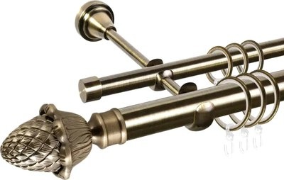 Карниз для штор АС ФОРОС Prime D16Г/16Г + наконечники Магнолия (2м, антик)