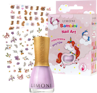 Лак для ногтей детский Limoni Bambini Nail Art №32 тон 11+наклейки 1423+1731 - 