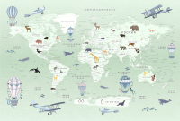 Фотообои листовые Vimala Зеленая карта мира (270x400) - 