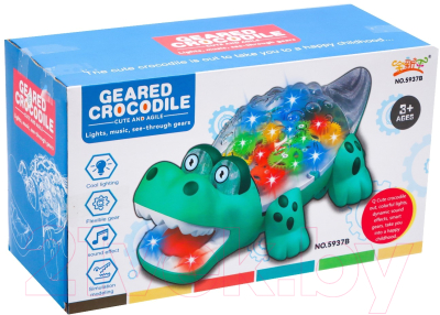 Интерактивная игрушка Sima-Land Крокодил Шестеренки 7651305 / 5937B (зеленый)