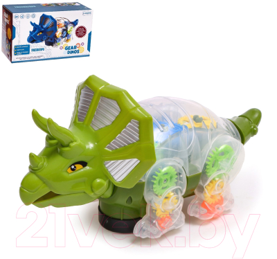 Интерактивная игрушка Sima-Land Динозавр Шестеренки 7817353 / QF05-3 (зеленый)