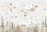 Фотообои листовые Vimala Карта мира достопримечательности 2 (270x400) - 