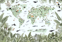 Фотообои листовые Vimala Карта мира животных 2 (270x400) - 