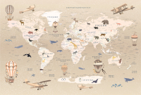 Фотообои листовые Vimala Коричневая карта мира (270x400) - 