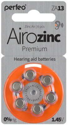 Батарейка Perfeo Airozinc Premium / PF ZA13/6BL