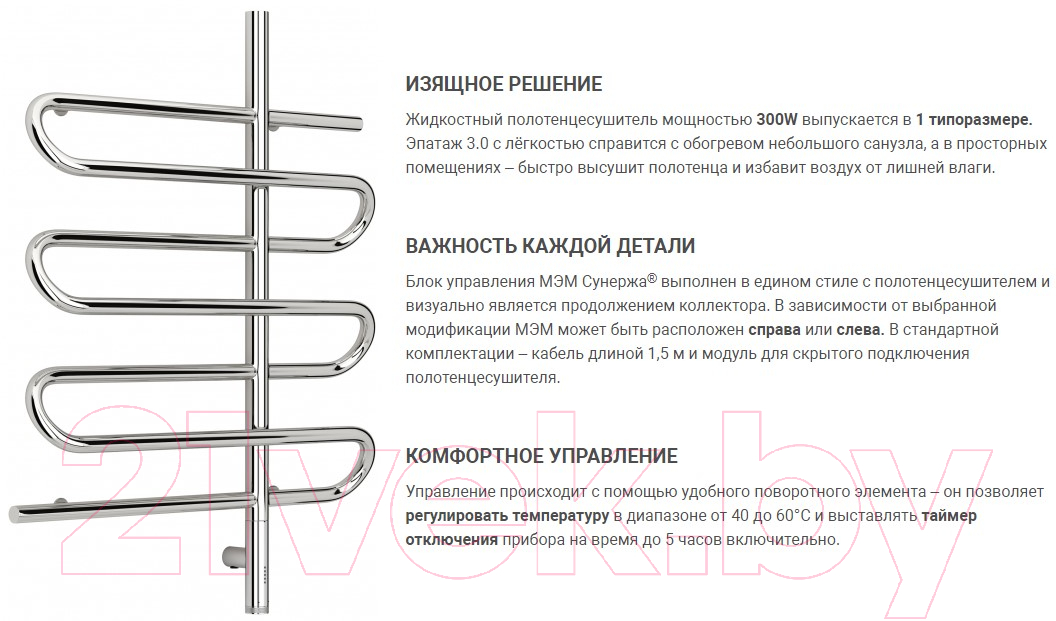 Полотенцесушитель электрический Сунержа Эпатаж 3.0 80x60 / 00-5851-8060