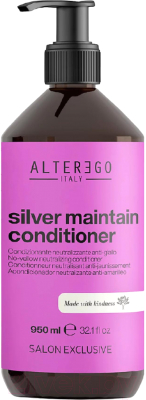 Тонирующий кондиционер для волос Alter Ego Italy Silver Maintain Conditioner Для устранения желтизны волос (950мл)