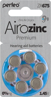 Комплект батареек Perfeo Airozinc Premium / PF ZA675/6BL
