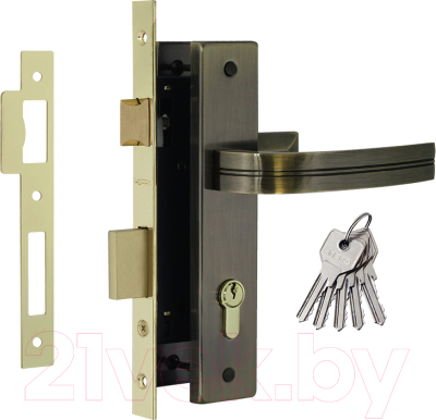 Изображение товара Замок врезной Нора-М N106-70 Л (старая бронза)