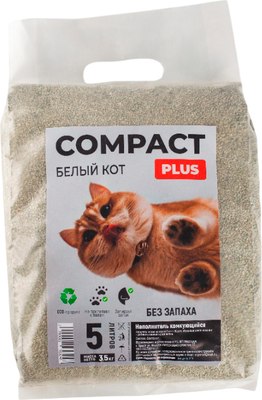 Наполнитель для туалета Белый кот Compact Plus комкующийся (5л/3.5кг) - 
