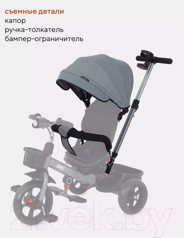 Трехколесный велосипед с ручкой Rant Basic Ghost / RB250 (серый) — фото 12