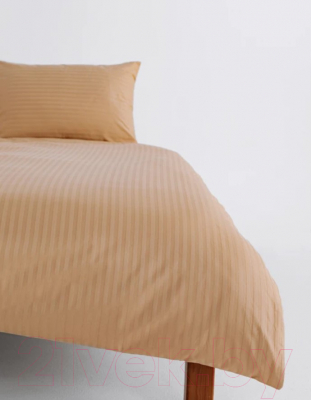 Изображение товара Комплект постельного белья GoodNight Страйп-сатин Дуэт / GNSS4050almond (50x70, миндаль)