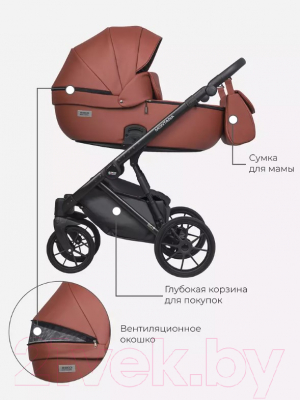 Детская универсальная коляска Riko Montana Ecco 2 в 1 (17, темно-бордовый)