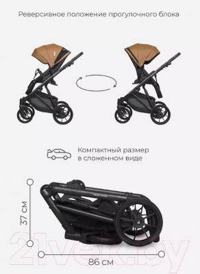 Детская универсальная коляска Riko Montana Ecco 2 в 1 (18, карамель)