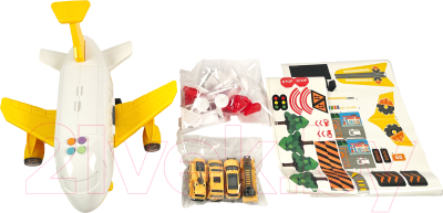 Игровой набор Sharktoys Самолет + 4 авто / 280000014 (желтый)