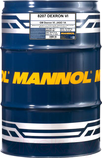 Трансмиссионное масло Mannol ATF Dexron VI / MN8207-60