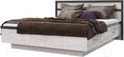 Двуспальная кровать Мебель-КМК 1600 Тиффани 0880.1 (бетон пайн светлый/дуб шале графит)