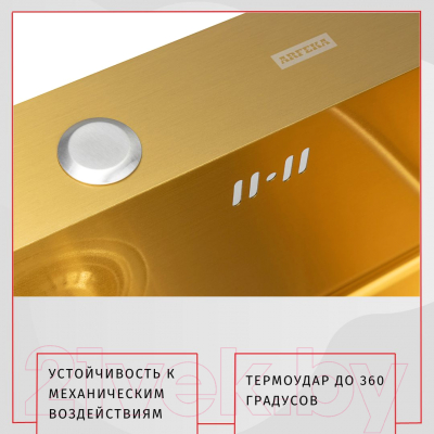 Мойка кухонная Arfeka Eco AR PVD Nano 50x50 (золото)