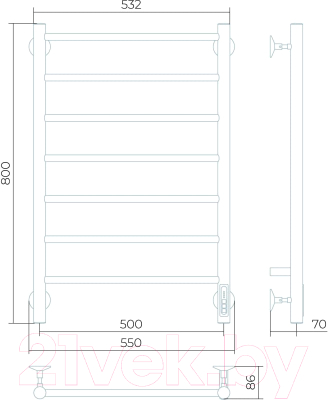 Полотенцесушитель электрический LARUSSO Джаз П7 500x800 / 4670078536365