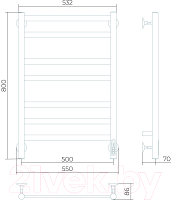 Полотенцесушитель электрический LARUSSO Кватро П7 500x800 / 4670078536242