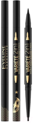 Карандаш для глаз Eveline Cosmetics Variete Ultra Black 2в1 Двусторонний водостойкий