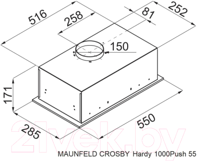 Вытяжка скрытая Maunfeld Crosby Hardy 1000 Push (черный)