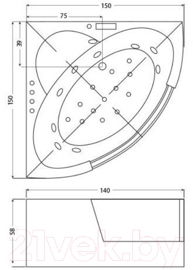 Ванна акриловая Wellis Tivoli 150х150 / WK00127