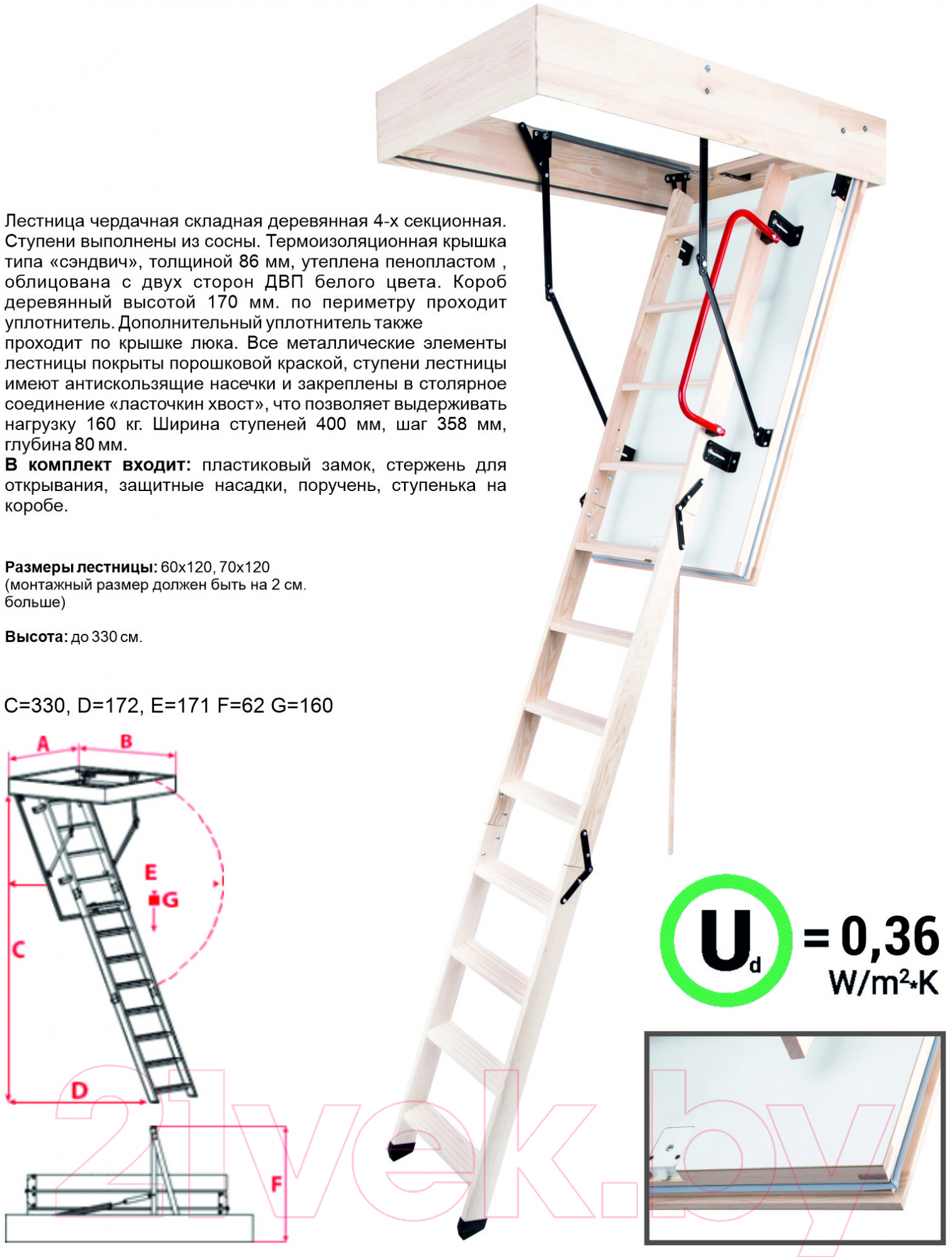 Чердачная лестница Oman Polar 120x60x280