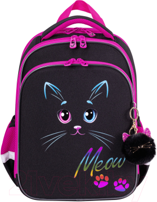 Школьный рюкзак Brauberg Quadro Black cat / 271358