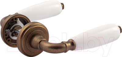 Ручка дверная Нора-М Галисия J (белый фарфор/застаренная бронза)