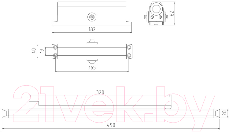 Доводчик с каналом скольжения Нора-М Isparus Slider 440