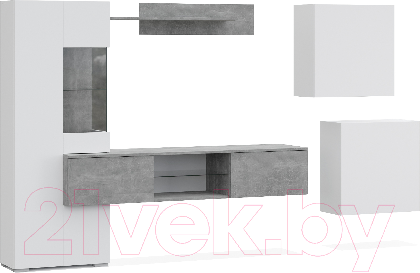 Горка для гостиной Mebel-Ars Минель (белый/ателье светлый)